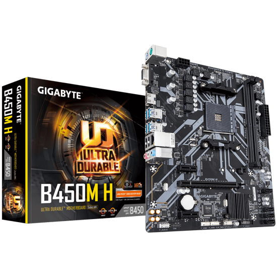 Gigabayt B450m H AM4 DDR4 Ses Glan HDMI/VGA Sata3 Usb3.1 Matx Anakart Gigabayt B450m H AM4 DDR4 Ses Glan HDMI/VGA Sata3 Usb3.1 Matx Anakart