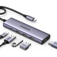 Ugreen 5in1 USB-C 100W PD 4K HDMI Hub Çoklayıcı Gri 15596 Ugreen 5in1 USB-C 100W PD 4K HDMI Hub Çoklayıcı Gri 15596