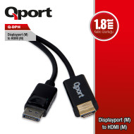 Qport (Q-Dph) Display Port To HDMI Çevirici 1.8m Bilgisayar-Monitör Bağlantı Kablosu