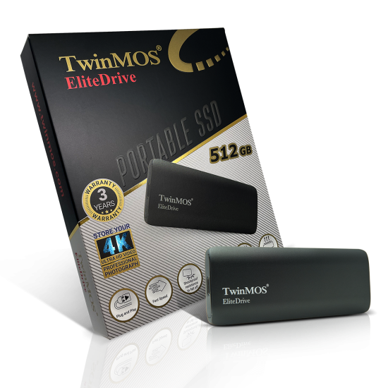 TwinMOS Taşınabilir SSD 512 GB EliteDrive USB 3.2/Type-C (PSSDFGBMED32B)