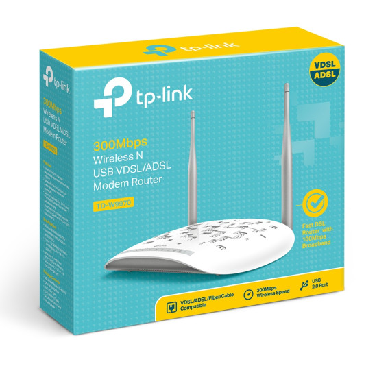 Tp-Link Td-W9970 4 Port 300 Mbps 2x5dbi Fiber Vdsl2/Adsl2+ Modem/Router Tp-Link Td-W9970 4 Port 300 Mbps 2x5dbi Fiber Vdsl2/Adsl2+ Modem/Router